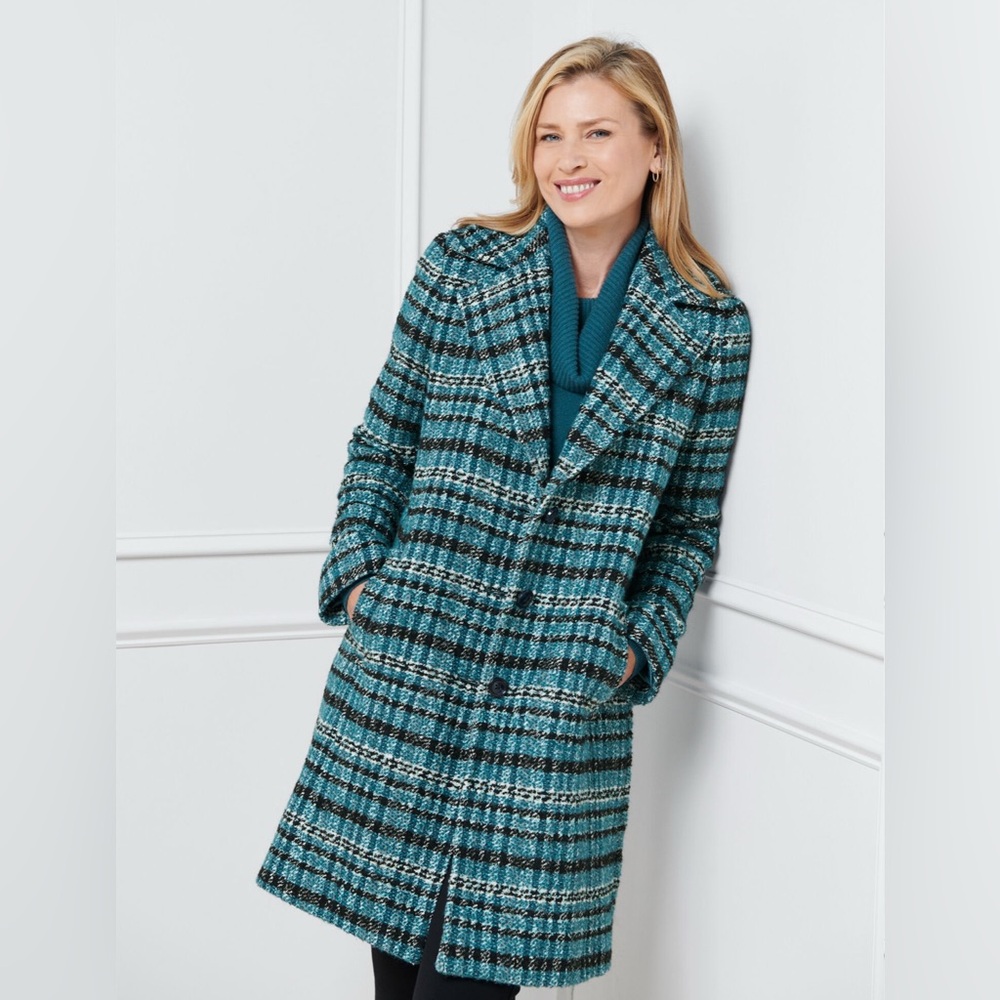 Talbots Plaid Wool Blend Coat